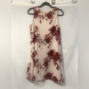 Eci Embroidered Rose Swing Dress Size Medium